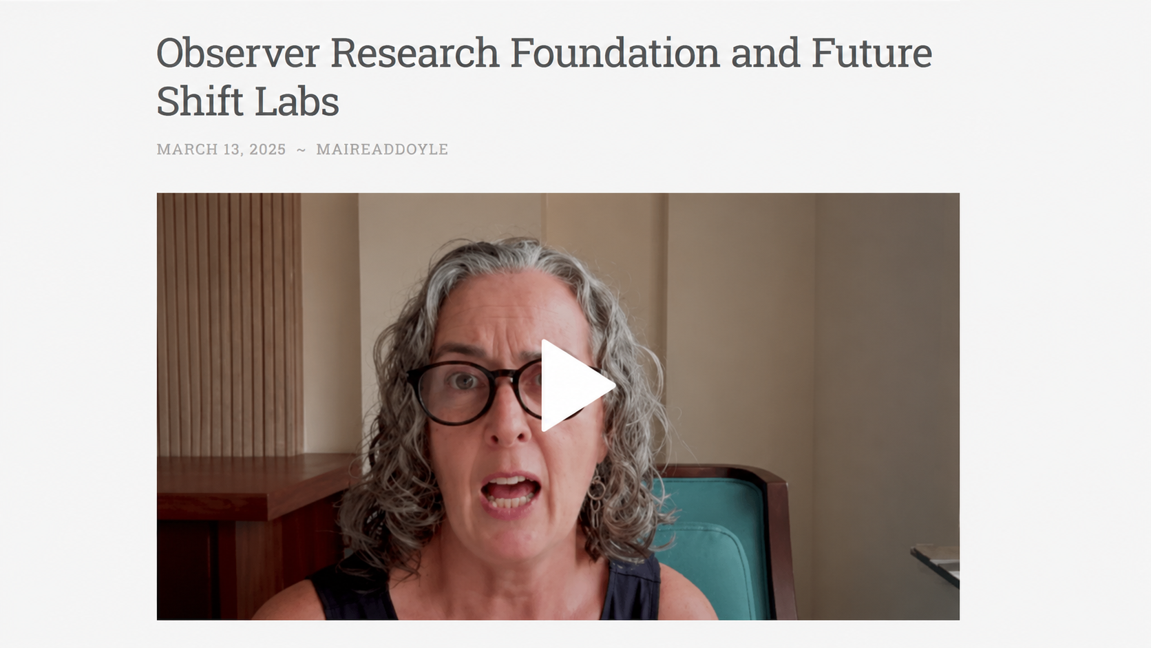 Future Shift Labs hosted Mairead Doyle at the Observer Research Foundation for a session on AI, Elections and policy and research collaboration.