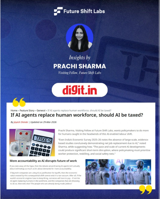 Prachi Sharma's Digit commentary on whether AI agents replacing the human workforce should be taxed